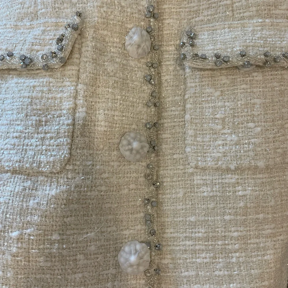2022 spring Self-Portrait Cream Boucle Mini Dress - Picture 11 of 14